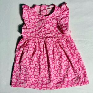 Magnetic Me Leopard Hearts Dress Girls 3-6M Pink Flutter-Sleeves Modal Spring